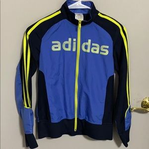 Blue and yellow neon adidas zip up